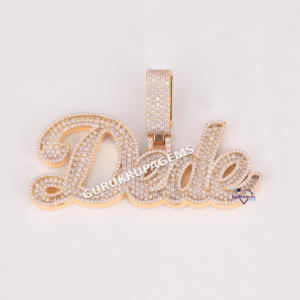 Pass Diamond Tester Lab Grown Lettre Pendentif Ice Out 14KT Or Massif VVS Clarté Glacé Hip Hop Fine Bijoux Certifiés IGI - Product Image 1