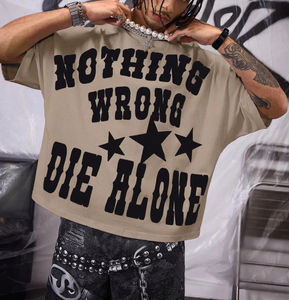 Camiseta Oversize para Hombre de Algodón de Alta Calidad, Tejido Grueso, Lavado Ácido Personalizado, Diseño Corto con Serigrafía Estilo Urbano - Product Image 2
