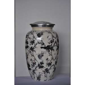 Grande urne de crémation pour adultes Turquoise Floral Bend Urnes en aluminium fabriquées à la main Humains Fournitures funéraires Cendres Souvenir Urnes et Pot - Product Image 4