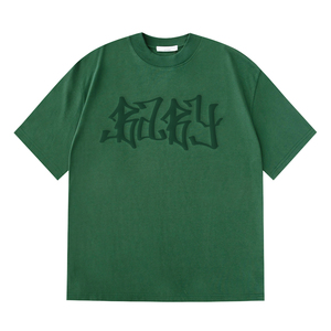 Fashion Heavy Cotton <b>Mock</b> <b>Neck</b> <b>Top</b> T Shirt Puff Printed Tee T Shirt for Wholesale - Product Image 2