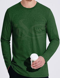 T-shirt à col rond anti-rides pour homme Streetwear manches longues respirant 200g 100% coton fabriqué sur mesure au Pakistan - Product Image 4