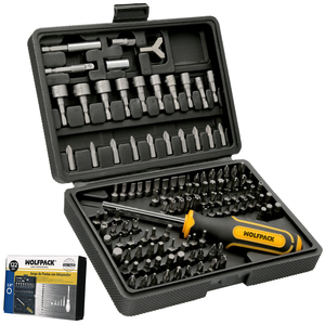 Set di punte da 1/4 di pollice, manici e adattatori, 122 pezzi, con custodia. Cromo Vanadio - Product Image 1