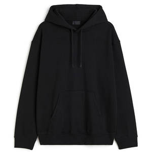 Nouveau sweat à capuche en polaire pour homme, automne et hiver, logo personnalisé, coton épais, poids lourd, sweat à capuche uni noir - Product Image 6