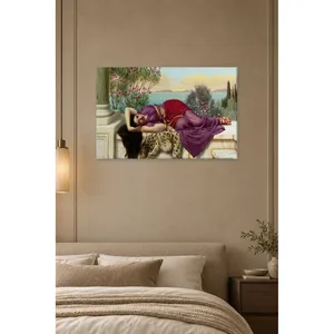Fida Godward, femme reposeuse sur une terrasse en marbre, impression sur toile - Product Image 1
