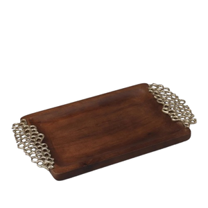 Plateau en métal de couleur dorée de forme unique de vaisselle de qualité supérieure plateaux de service de dîner avec 11.5x11.5x5.5 pouces - Product Image 2