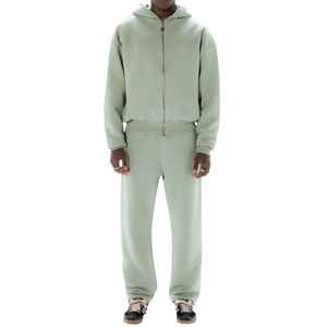 Conjunto de chándal para hombre, ropa de calle de 100% algodón de felpa francesa de gran tamaño con logotipo 3D y cremallera completa, conjunto de chándal para hombre - Product Image 3