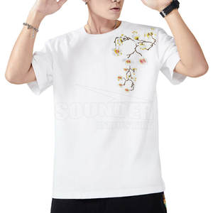 Camiseta bordada de mejor diseño para hombre Tallas grandes Color personalizado 100% Material de algodón con logotipo frontal-Precio razonable - Product Image 3