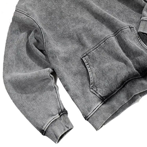 Bon tissu personnalisé surdimensionné lavé à l'acide en détresse Hoodies hommes déchiré surdimensionné Vintage Hoodies en gros poids lourds - Product Image 5