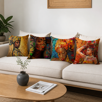 Housse de coussin décorative en polyester doux, motif ethnique tribal africain, pour salon