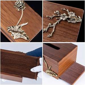 Soportes de pañuelos de alta calidad, caja de pañuelos de madera de acacia con diseño de árbol de la vida, fondo deslizante para baño, dormitorio, mesa de comedor - Product Image 6