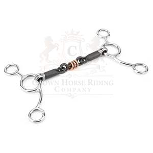 Embouchure pour cheval en acier inoxydable noir de 5,5 pouces, double articulation, enroulée de fil, avec licol pour le mastication buccale des chevaux - Product Image 1