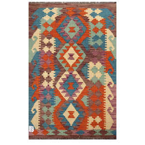Alfombra Kilim de Maimana, Afganistán, 127 x 81 cm, Arte Decorativo para Pared, Decoración del Hogar - Product Image 1