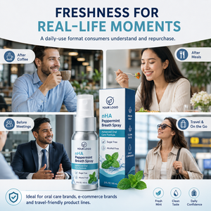 Custom <strong>Peppermint</strong> Breath <strong>Spray</strong> with Nano Hydroxyapatite Formula Direction Private Label Oral Care OEM Manufacturer - Product Image 3