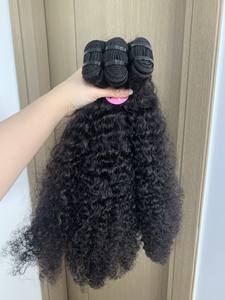 Fourniture d'usine en gros Double Drawn 100% cheveux vierges bruts Kinky Curly Natural Wave paquet de cheveux raides Extensions de cheveux humains - Product Image 4