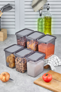 Microwavable Rectangle Stackable Food Storage Bins <strong>with</strong> Plastic Handles Refrigerator &amp; Pantry Organizer Set of Storage Boxes - Product Image 5