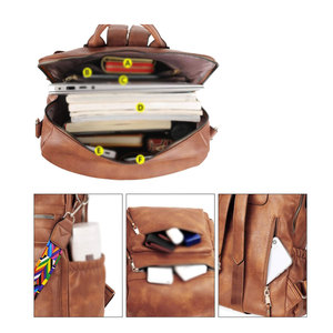 Mochila de cuero vintage con compartimento para ordenador portátil, bolso de cuero de grano completo, mochila de viaje de cuero de lujo para hombres - Product Image 4