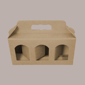 10 Uds. Cajas rígidas de PET marrón 250x80H120mm materiales reciclados para envasado de alimentos aperitivos y salsas de crema 3 frascos - Product Image 2