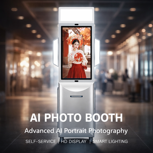 Kiosque <span class=keywords><strong>photo</strong></span> instantané IA de 32 pouces avec arrière-plans élégants et amusants et prise <span class=keywords><strong>en</strong></span> charge de l'importation de photos depuis un téléphone portable pour l'impression - Product Image 1