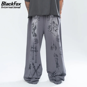 2025 à la mode unisexe Baggy pantalon de survêtement surdimensionné avec taille élastique et cordon de serrage léger en détresse lavage - Product Image 2