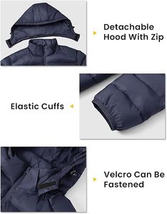 Fabricant de vestes matelassées légères noires pour hommes sur mesure OEM, avec fermeture éclair et capuche, marque privée - Product Image 3