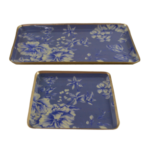 Plateau de service pour petit déjeuner imprimé de la meilleure qualité plateau de nourriture imprimé de fleurs en émail plateau de décoration pour ustensiles de cuisine et vaisselle d'hôtel - Product Image 1