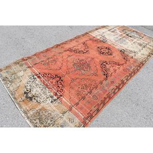 Tapis turc 4,8 x 10,8 pieds, grand tapis vintage, tapis en laine abstrait rouge - Product Image 2