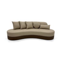 Sofá de Cuero Curvo Minimalista Moderno, Sofá Curvo Bicolor con Cojines Decorativos para Recepción y Salón