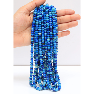 ลูกปัดโอปอลสีน้ำเงินทรงรอนเดลล์สวยงาม ขนาด 16 นิ้ว 6 มม.-8 มม. อัญมณีโอปอลสีน้ำเงิน คุณภาพ AAA สำหรับทำเครื่องประดับ - Product Image 2