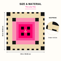 Tapis de Mahjong Américain Carré de 33 Pouces, 3mm Néoprène Rose et Noir, Housse de Table Géométrique, Design Original pour Soirées Jeux, Décoration Intérieure et Cadeaux