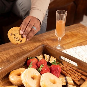 Bandeja DE SERVICIO DE MADERA hecha a mano para aperitivos de té y café, ideal para cocina, mesa de comedor, decoración del hogar y uso diario de mesa - Product Image 3