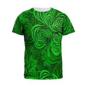 Camiseta con estampado en espiral abstracto verde, camiseta informal de manga corta para hombre - Product Image 4