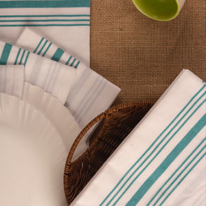 100% Cotton Bistro Napkin <b>Set</b>-Teal Quick-Dry Kitchen <b>Towel</b> with Woven Roll Pattern Sustainable Home Child Hotels Restaurants - Product Image 1