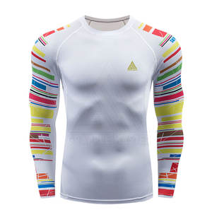 Rash Guard MMA de manga larga para hombre hecho a medida con diseño de logotipo personalizado Spandex/poliéster-Servicio OEM disponible - Product Image 1