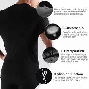 Diseño personalizado Quick Dry Men's Gym Fitness Workout Camisetas OEM Transpirable unisex Camisetas en relieve con logotipo y diseño personalizados - Product Image 4