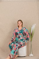 Ensemble de pyjama décontracté en viscose tricotée turque, taille plus, simple et doux pour femmes, vêtements de nuit à manches longues boutonnées, fabriqué en Turquie, haute qualité