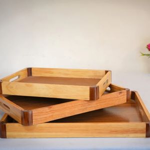 Bandeja de madera para servir Bandeja de desayuno hecha a mano de madera Diseñador Regalo de inauguración de la casa Bandeja de desayuno - Product Image 5