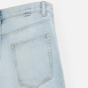 Short en jean personnalisé pour hommes Impression de logo Options de marque privée Tissu en coton respirant Vêtements d'été décontractés Broderie foncé clair - Product Image 4