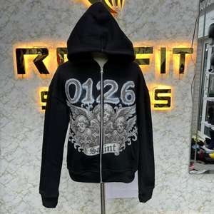 Sudadera con Capucha y Cremallera de Fabricación Propia a Bajo Precio, Sudadera con Estampado Puff, Sudadera con Capucha para Hombre a Precio Económico - Product Image 1