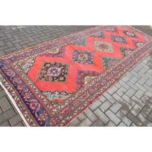 4.9x9.2 ft Turkish Rug, Vintage Large Rug, <b>Red</b> Ikat <b>Wool</b> Rug - Product Image 2