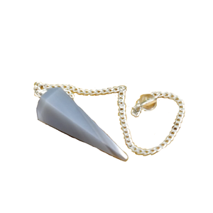 Péndulo de ágata gris de alta calidad, piedra preciosa de cristal natural, cono facetado, Péndulo de radiestesia para péndulos curativos de Reiki a la venta - Product Image 1