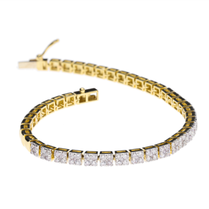 Bracelet Tennis de Luxe en Or 14 carats et Argent Sterling avec Diamants Naturels de 2,06 carats, Plaqué Rhodium, Taille Brillant, pour Femme, Idéal pour Mariage - Product Image 1