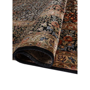 Tapis en laine et soie noués à la main Gulmarg, gris et noir, motif floral abstrait, pour la maison, le salon, le couloir, rectangulaire, pelucheux, AKWS-13027 - Product Image 2