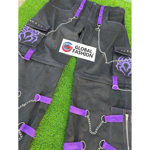 กางเกงผ้าฝ้ายสีม่วงสไตล์โกธิคสำหรับผู้ชาย, กางเกงแฟชั่นสไตล์โกธิคแบบแปลงร่างได้สำหรับผู้ชาย 2026 - Product Image 4