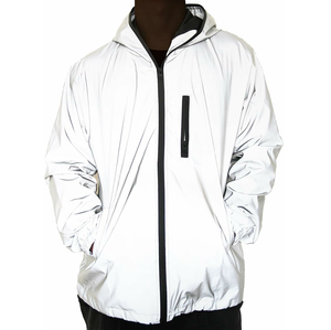 OEM personalizado hombres de manga larga con cremallera chaquetas reflectantes transpirable Arco Iris reflectante deporte correr chaqueta con capucha - Product Image 2