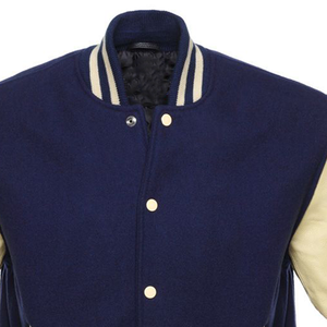 Veste universitaire en laine mélangée bleue pour homme et femme, broderie, fermeture à boutons, tissu d'hiver pour le travail, design de lettreman - Product Image 2