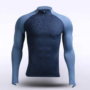 Men's Custom 1/4 Zip <b>Compression</b> <b>Shirt</b> with Dragon Vein Design OEM/ODM Sportswear Set Maker - Product Image 1