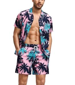 Haute qualité été hommes chemise de plage hawaïenne ensemble deux pièces avec short en flanelle taille 6XL imprimé t-shirts hawaïens - Product Image 1