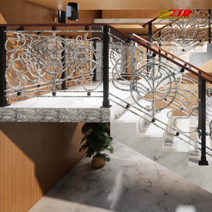Rampes d'escalier décoratives en fer forgé et acier inoxydable pour intérieurs modernes de villas avec détails artistiques classiques - Product Image 3