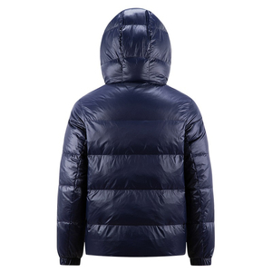 Veste d'hiver matelassée à capuche pour homme, bleu marine, coupe-vent, épaisse, coupe classique, fermeture éclair, couleur unie - Product Image 6