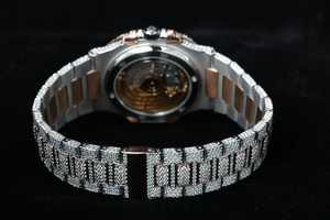 Montre de luxe de qualité supérieure à cadran en acier inoxydable entièrement glacée Moissanite Diamants Mouvement automatique Montre haut de gamme - Product Image 4